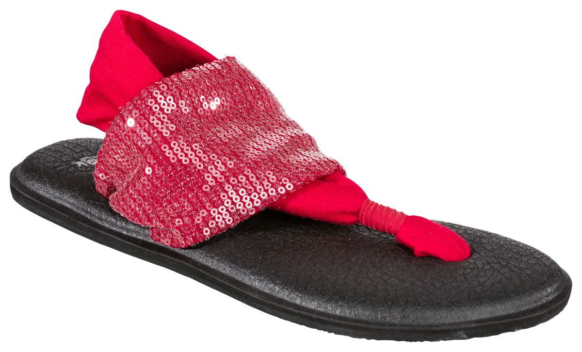 Sanuk Yoga Sling Sequins Sandals for Ladies - Scarlet - 11M
