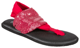 Sanuk Yoga Sling Sequins Sandals for Ladies - Scarlet - 11M