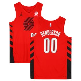 Scoot Henderson Portland Trail Blazers Autographed Red Jordan Brand Swingman Jersey
