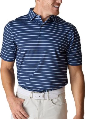 Straight Down Quintero Stripe Men's Golf Polo - Blue, Size: Large