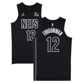 Tosan Evbuomwan Brooklyn Nets Game-Used #12 Black Jordan Brand Statement Edition Jersey vs. Houston Rockets on February 4 & Washington Wizards on February 5, 2025 - Size 48+4