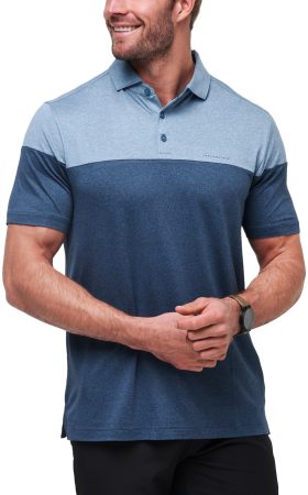 TravisMathew Heater Pro Color Block Men's Golf Polo - Blue, Size: Small