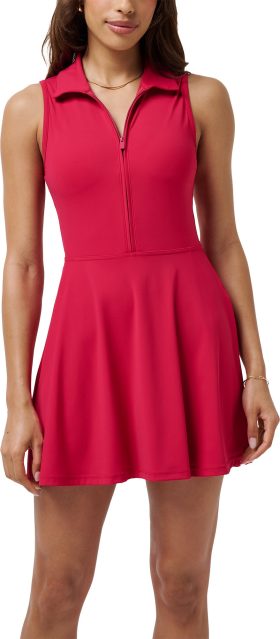 TravisMathew Womens Moveknit Sleeveless Zip Golf Dress 2.0 - Red, Size: Large