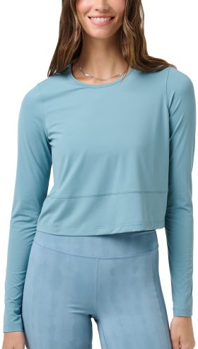 TravisMathew Womens Moveknit Solstice Long Sleeve Golf Top - Blue, Size: Large