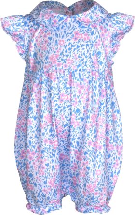 Turtles & Tees Infant & Toddler Girls Mini Nala Golf Romper - Blue, Size: 12-18 Months