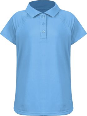 Turtles & Tees Junior Girls Reagan Cap Sleeve Golf Polo - Blue, Size: Large (10/12)