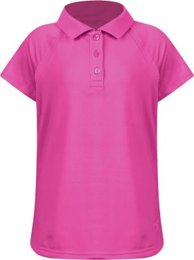 Turtles & Tees Junior Girls Reagan Cap Sleeve Golf Polo - Pink, Size: Large (10/12)