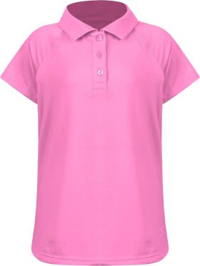 Turtles & Tees Junior Girls Reagan Cap Sleeve Golf Polo - Pink, Size: Large (10/12)