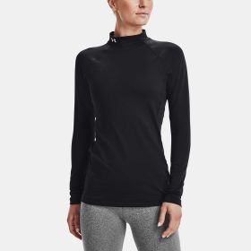 Under Armour ColdGear Mock Neck Long Sleeve Women's Running Apparel Black, Size XS