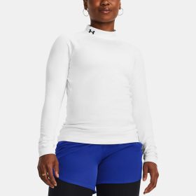 Under Armour ColdGear Mock Neck Long Sleeve Women's Running Apparel White, Size Small