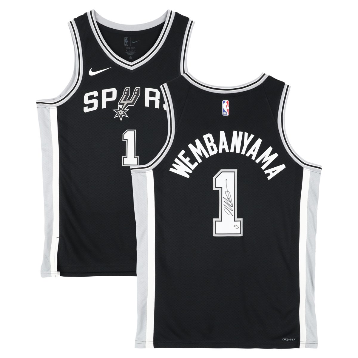 Victor Wembanyama San Antonio Spurs Autographed Black Nike Icon Edition Swingman Jersey with Hand Drawn :)