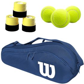 Wilson Advantage 2.5 Tennis Bag (Navy) + 3 Yellow Overgrips + 3 Tennis Balls