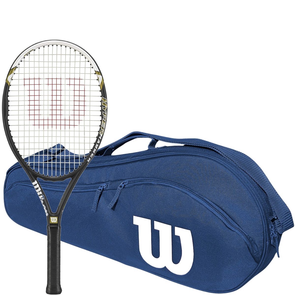 Wilson Hyper Hammer 5.3 Tennis Racquet Bundled w Advantage 2.5 Tennis Bag (Navy/White)