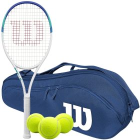 Wilson Six Two Tennis Racquet Bundled w an Advantage 2.5 Tennis Bag (Navy) and 3 Tennis Balls