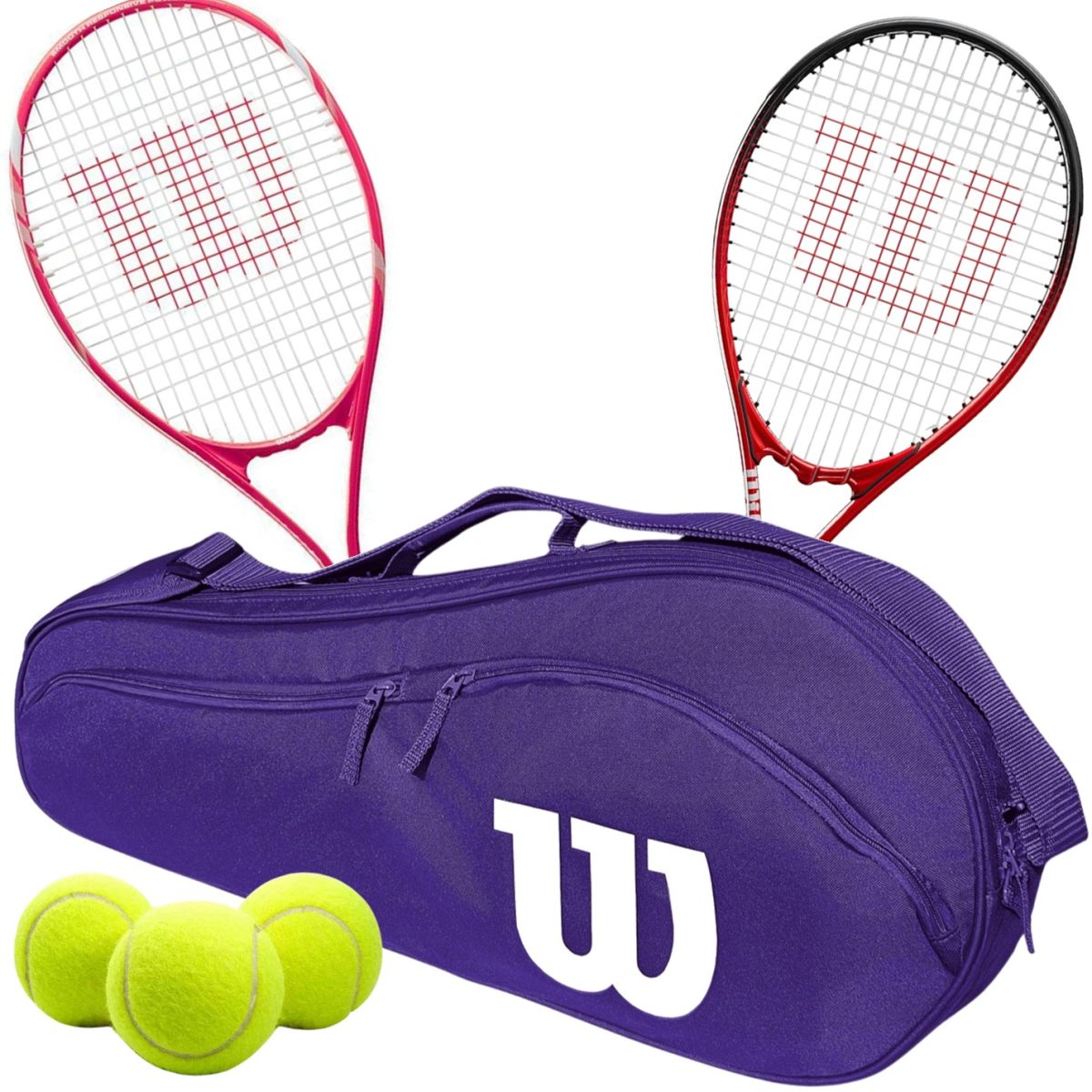 Wilson Tempest Pro Lite + Pro Staff Precision Tennis Doubles Bundle w 1 Advantage 2.5 Bag and 3 Tennis Balls