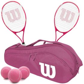 Wilson Tempest Pro Lite Tennis Racquet Doubles Bundle w an Advantage 2.5 Tennis Bag and 3 Pink Tennis Balls