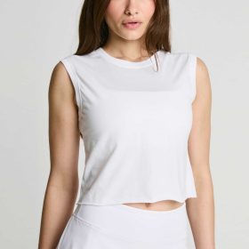 Year of Ours Cropped Model Muscle Women's Running Apparel White, Size XS