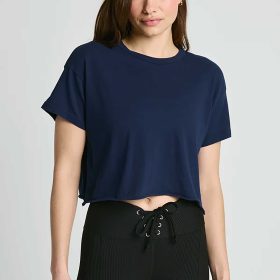 Year of Ours Cropped Tee Women's Running Apparel Navy, Size XS