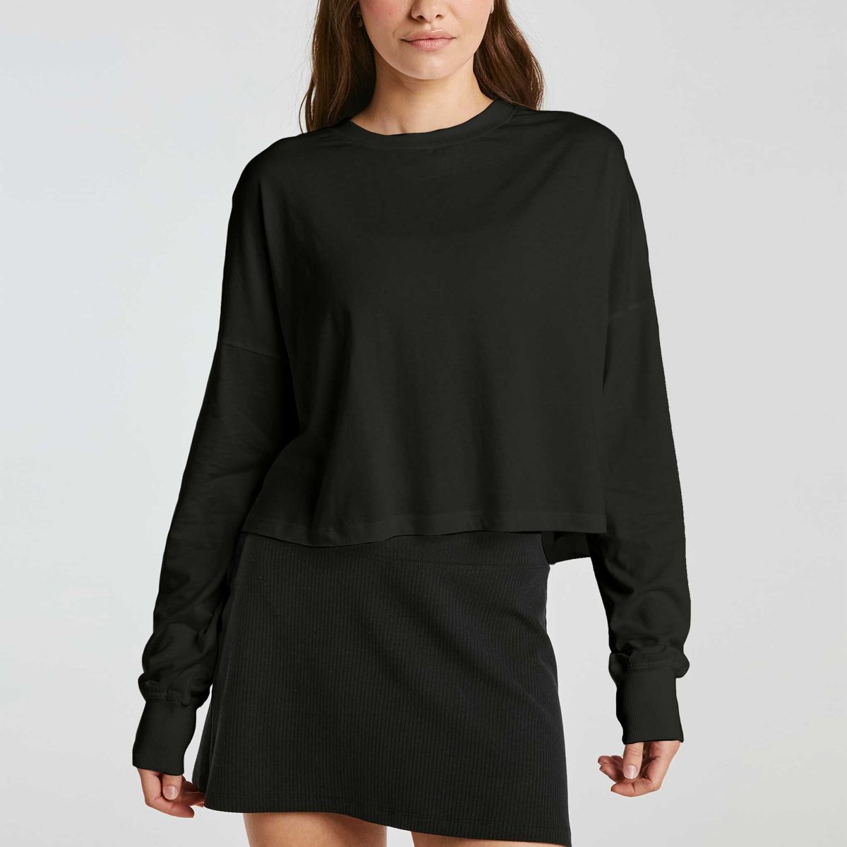 Year of Ours The Perfect Long Sleeve Women's Running Apparel Black, Size XS