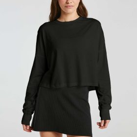 Year of Ours The Perfect Long Sleeve Women's Running Apparel Black, Size XS