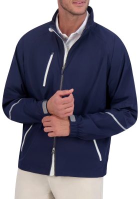 Zero Restriction Power Torque Full Zip Men's Golf Rain Jacket - Blue, Size: Large