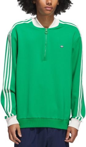 adidas Originals 3-Stripes Quarter Zip Men's Golf Sweatshirt - Green, Size: Large