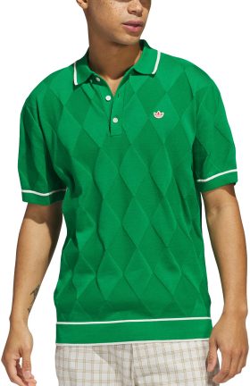 adidas Originals Argyle Knit Men's Golf Polo Shirt - Green, Size: X-Large