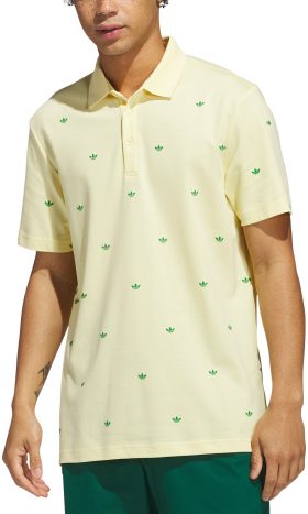 adidas Originals Printed Trefoil Men's Golf Polo Shirt - Yellow, Size: X-Large