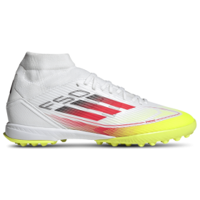 adidas Womens adidas F50 League Mid Soccer Turf - Womens Shoes White/Lucid Red/Solar Yellow Size 6.0