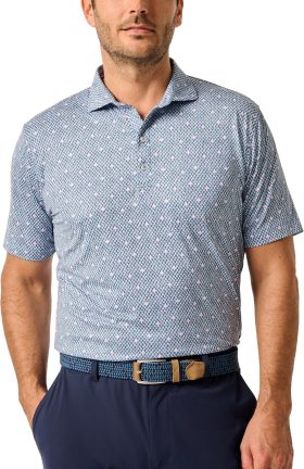 johnnie-O Fernando Print Featherweight Performance Men's Golf Polo - Green, Size: Large