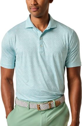 johnnie-O Fernando Print Featherweight Performance Men's Golf Polo - Green, Size: Large