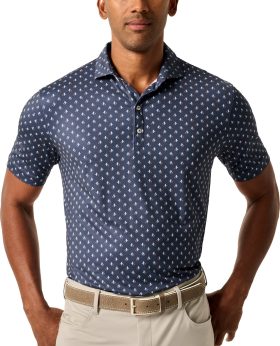 johnnie-O For the Birds Print Featherweight Men's Golf Polo - Blue, Size: Small