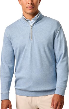 johnnie-O Hanks Quarter Zip Men's Golf Pullover - Blue, Size: Large