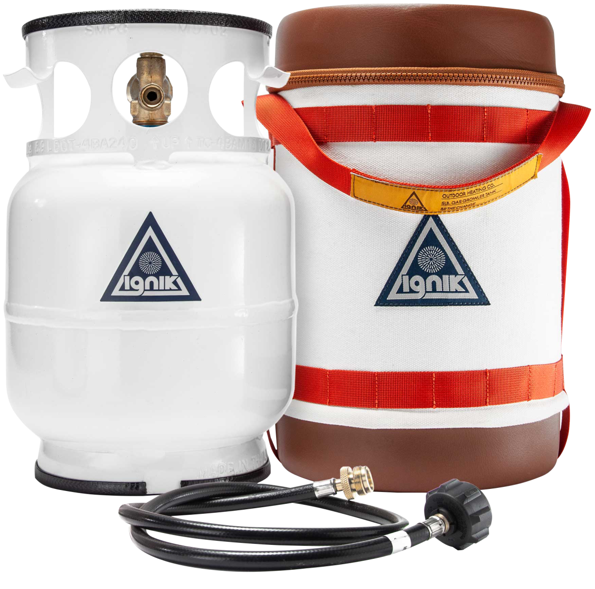 Ignik Gas Growler Deluxe Refillable Propane Tank Kit with Adaptor - White