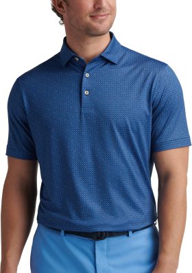 Peter Millar Castellina Performance Jersey Men's Golf Polo - Blue, Size: Small