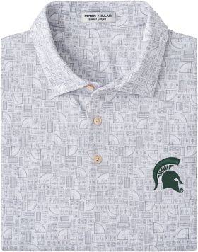 Peter Millar Michigan State Spartans Out of Bounds Performance Jersey Men's Golf Polo - White, Size: Small