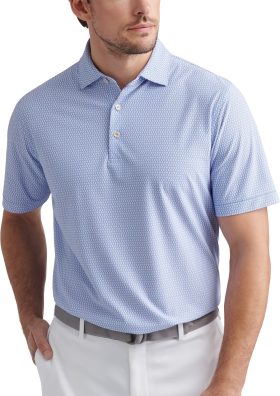 Peter Millar Taza Geo Performance Mesh Men's Golf Polo - Blue, Size: XXL