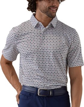 Straight Down Liberty Pop Men's Golf Polo - White, Size: Large