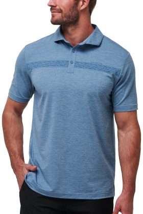 TravisMathew Heater Pro Chest Stripe Men's Golf Polo - Blue, Size: Large